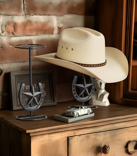 Cowboy Hat Straw - Western Horseshoe Star Hat Stand For