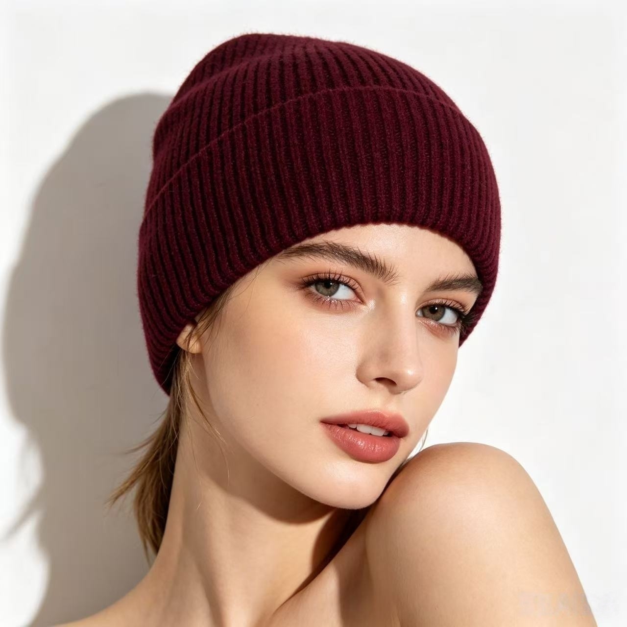 Navy Blue Ribbed Knit Thermal  - огляд і ціна Beanie Cuffed Knit