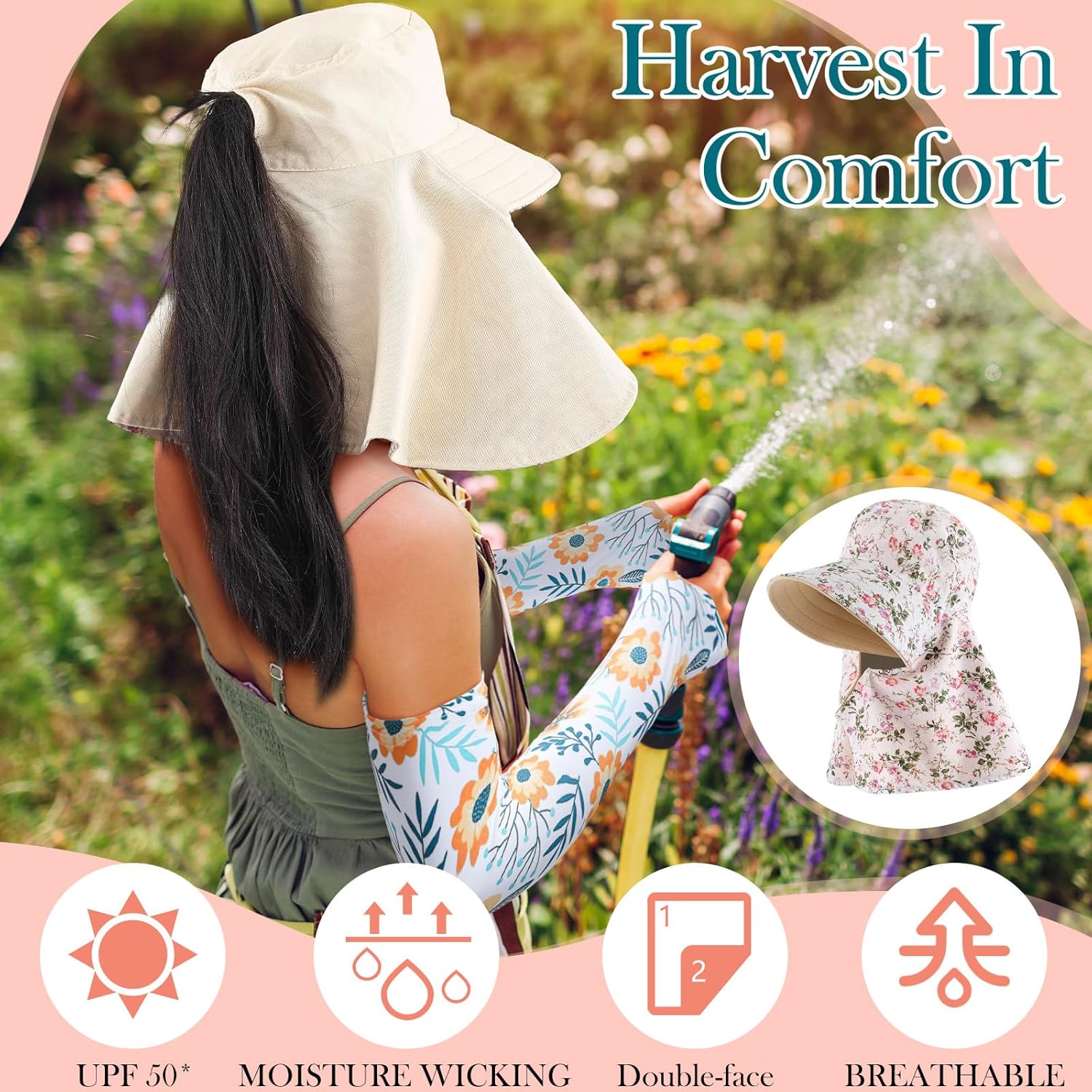 2 Pcs Floral Garden Hat for Wo - огляд і ціна Visor Sun Hat